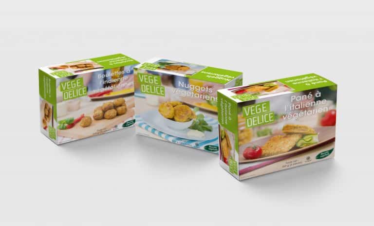 aliments congelés emballage produits végétariens