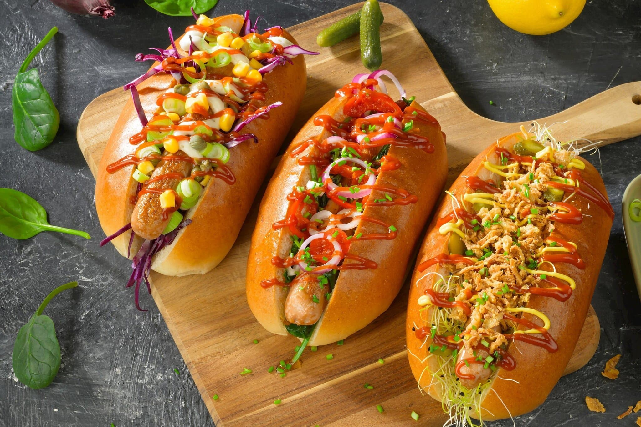 Preheated vegan wurst based on vegetable proteins. Quick-frozen.