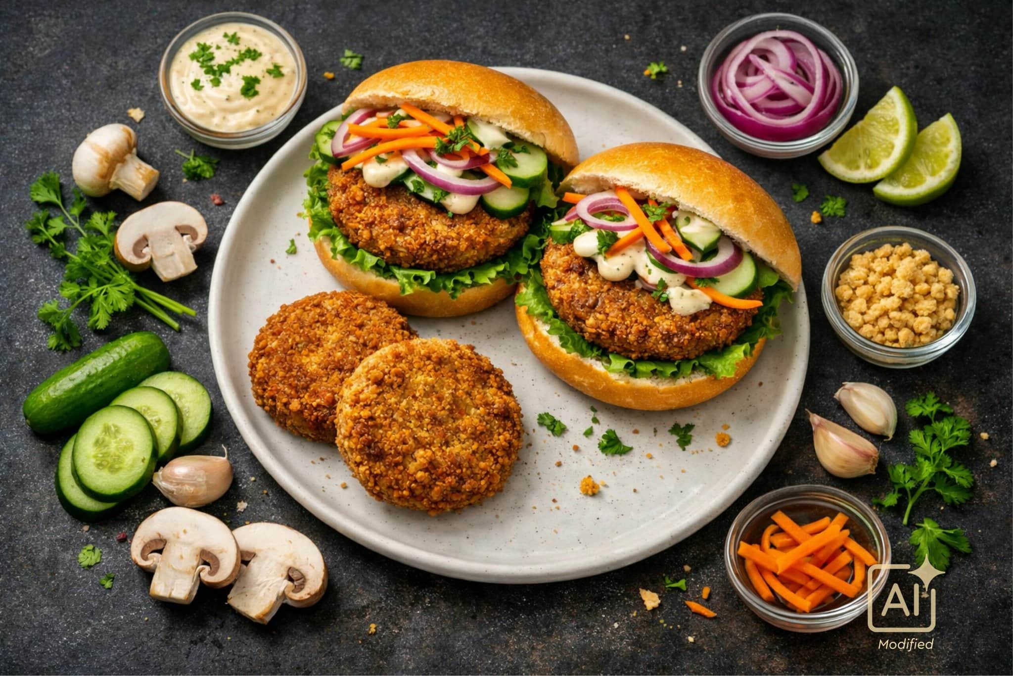 Vegan Krokante Champignonburger
