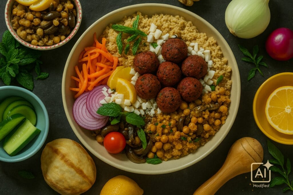 Bowl met Vegan Falafel Rode Biet van Schouten Europe, te zien op de stand tijdens PLMA 2026