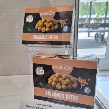 Frozen hummus bites as a plant-based snack with a clear identity.