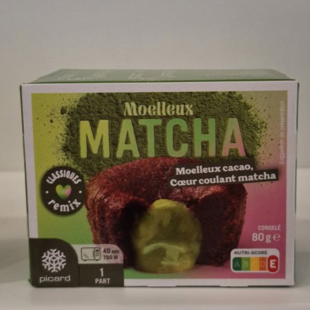 Chocolate dessert with matcha filling as an example of matcha in sweet applications.
