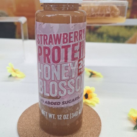 Strawberry protein honey as an example of protein claims beyond sports nutrition.