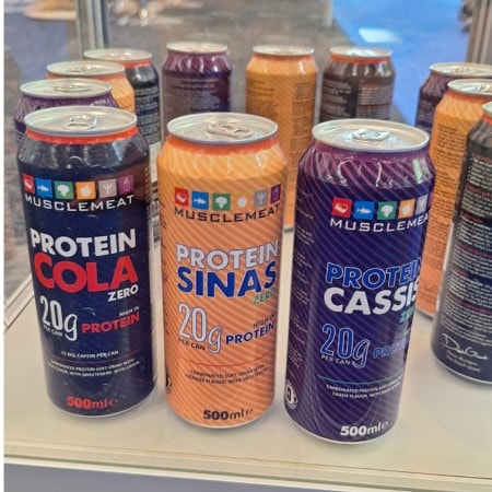 Protein soft drinks in cola, orange and cassis flavours at PLMA Amsterdam.