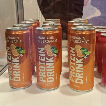 Protein drink with mandarin and bergamot as a functional beverage innovation.